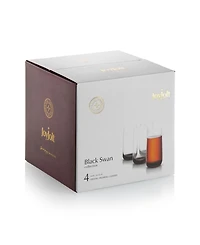JoyJolt Black Swan Highball Glasses, Set of 4