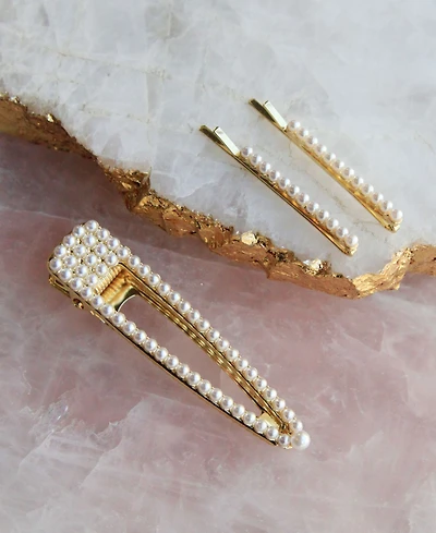Soho Style String of Pearls Bobby Pin and Hair Clip 3 Piece Set