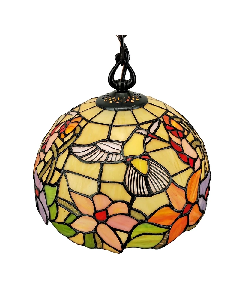 Amora Lighting Tiffany Style Floral, Hummingbird Hanging Lamp