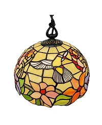 Amora Lighting Tiffany Style Floral, Hummingbird Hanging Lamp