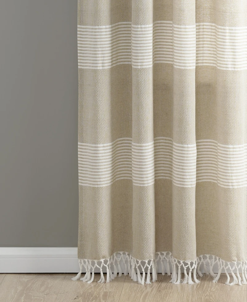 Lush Decor Tucker Stripe Yarn Dyed Cotton Knotted Tassel Window Curtain Panels