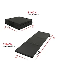 Sunny Health & Fitness Folding Gymnastics Tumbling Mat, Extra Thick with Carry Handles, Tri Fold Exercise Mat