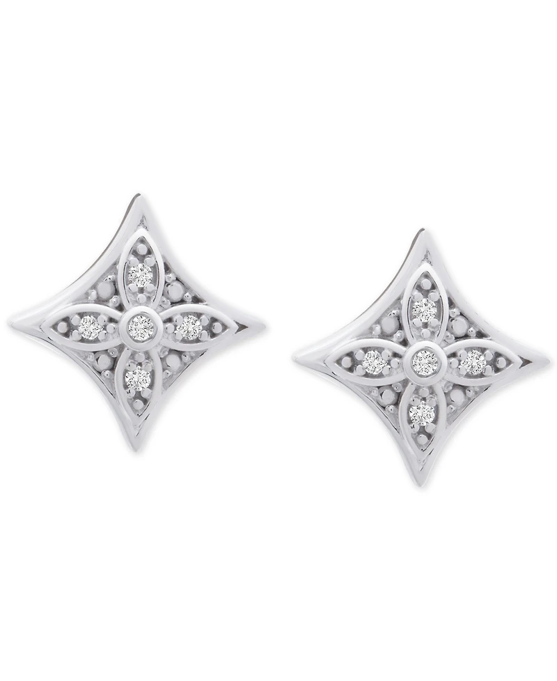 Diamond Star Stud Earrings (1/10 ct. t.w.) in Sterling Silver