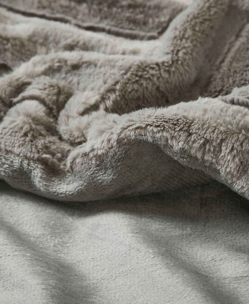 Madison Park Arctic Checkerboard Plush Faux-Fur Throw, 50" x 60"