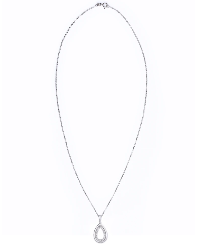 Diamond 1/3 ct. t.w. Teardrop Outline Pendant Necklace in Sterling Silver
