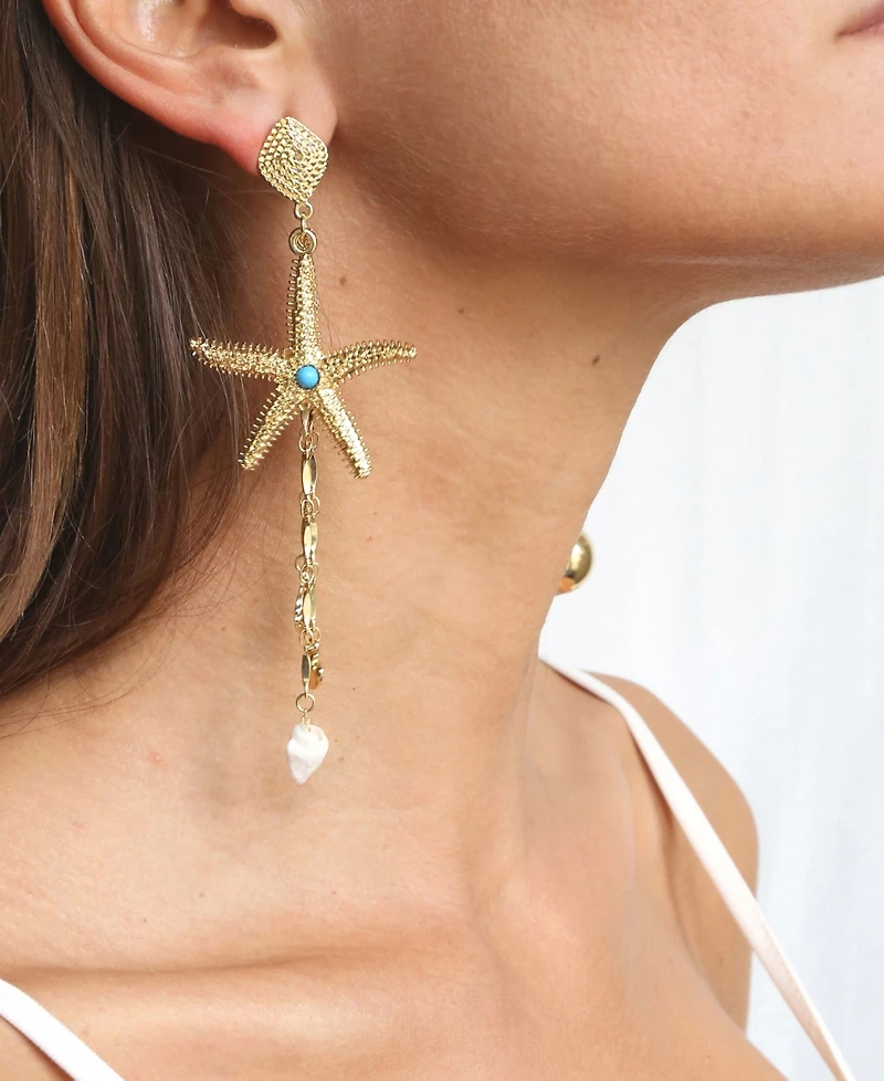 Ettika Starfish Seeker Drop Earrings