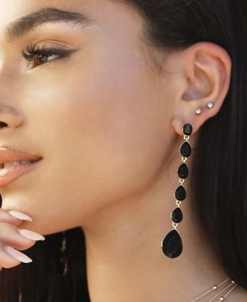 Ettika 18K Gold Plated Zinc Teardrop Linear Earrings