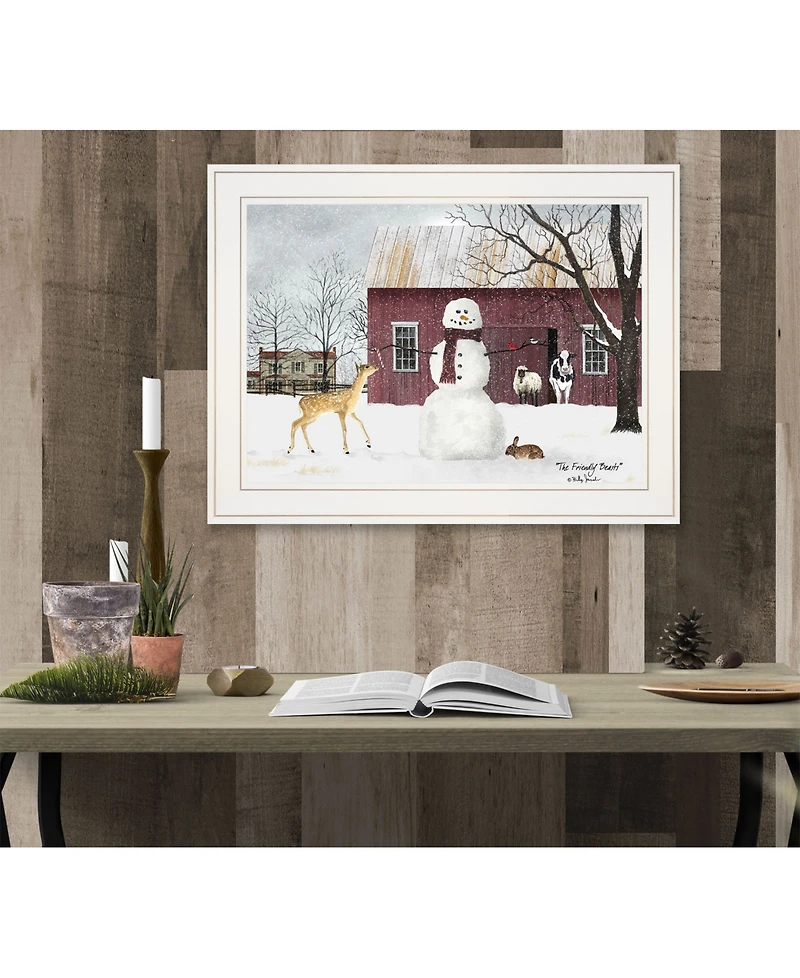 Trendy Decor 4U The Friendly Beasts by Billy Jacobs, Ready to hang Framed Print, White Frame, 19" x 15"