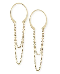 Horseshoe Chain Drop Earrings Set in 14k Gold