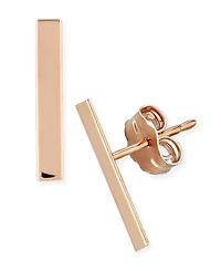Flat Bar Stud Earrings Set in 14k Yellow or Rose Gold