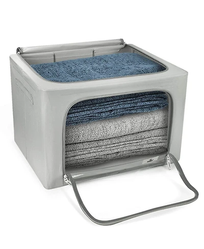 Sorbus 2 Pack Medium Foldable Storage Box - Metal Frame, Oxford Fabric, Large Window & Handles Organization for Bedroom, Linens Clothes (Teal)
