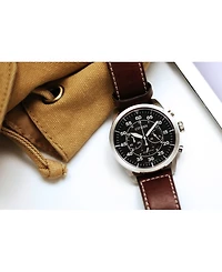 Citizen Men's Chronograph Eco-Drive Brown Leather Strap Watch 45mm CA4210-24E