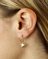 Dangle Star Hoop Earrings in 14k Yellow Gold