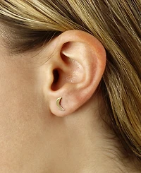 Flat Cresent Moon Stud Earrings in 14k Gold