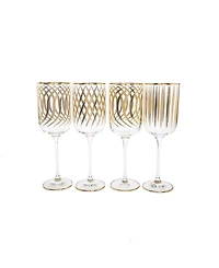 Classic Touch Set of 4 Mix and Match Design Water Glasses with 24K Gold Design