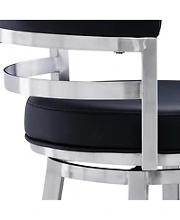 Madrid 30" Bar Height Swivel Gray Artificial leather and Brushed Stainless Steel Stool