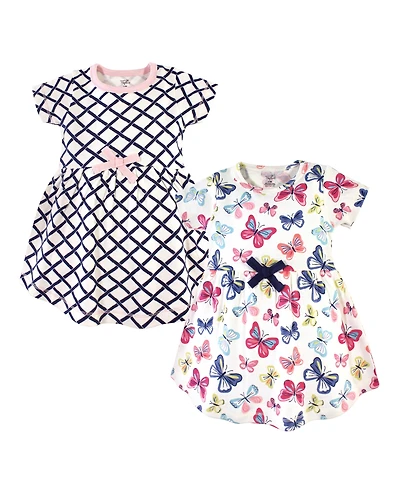 Touched by Nature Toddler Girls Natural Cotton Dress Duo Short and Long Sleeve Styles