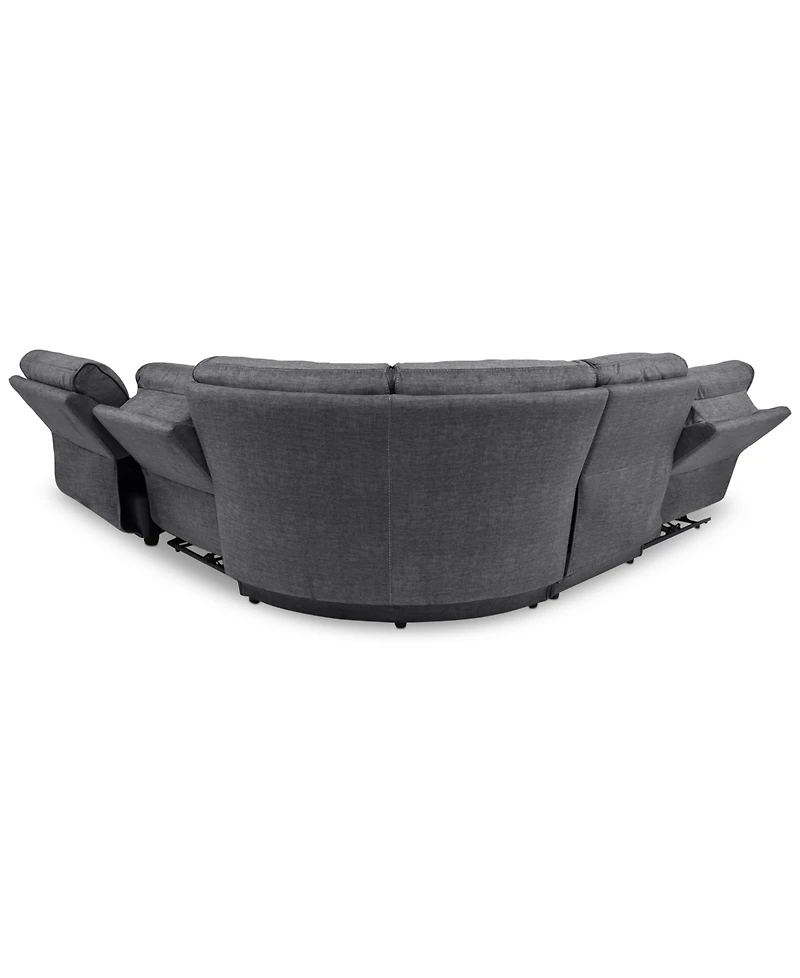 Closeout! Hutchenson 5-Pc. Fabric Chaise Sectional with 2 Power Recliners