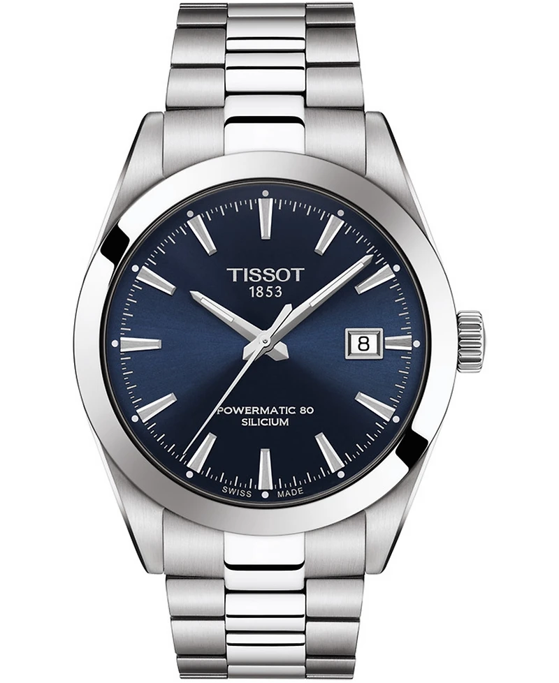 Tissot Men's Swiss Automatic T-Classic Gentleman Powermatic 80 Silicium Stainless Steel Bracelet Watch 40mm