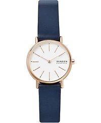 Skagen Women's Signatur Navy Leather Strap Watch 30mm