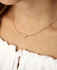 Sideways Cross Necklace Set in 14k Gold