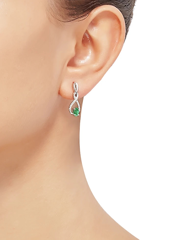 2-Pc. Set Sapphire (1-1/3 ct. t.w.) & Diamond (1/20 Pendant Necklace Matching Drop Earrings Sterling Silver (Also Emerald)