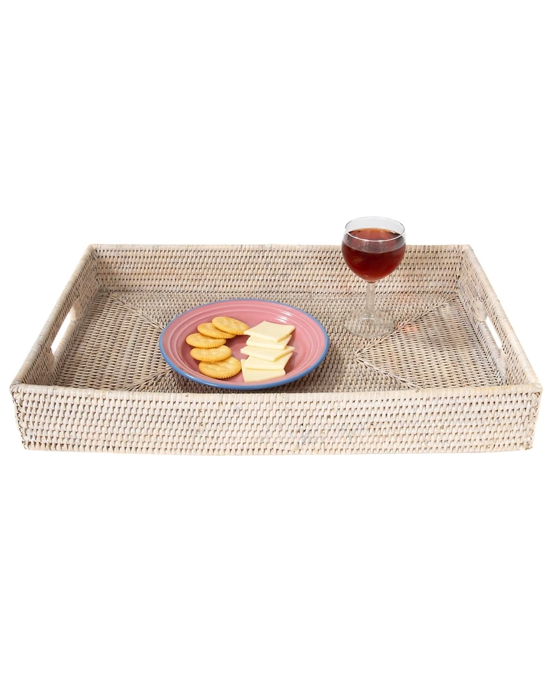 Artifacts Rattan Rectangular Tray With Cutout Handles