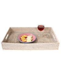 Artifacts Rattan Rectangular Tray With Cutout Handles