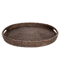 Artifacts Rattan Oval Tray with Cutout Handles