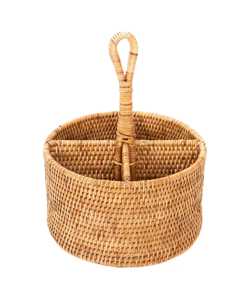 Artifacts Rattan 4 Section Caddy and Cutlery Holder