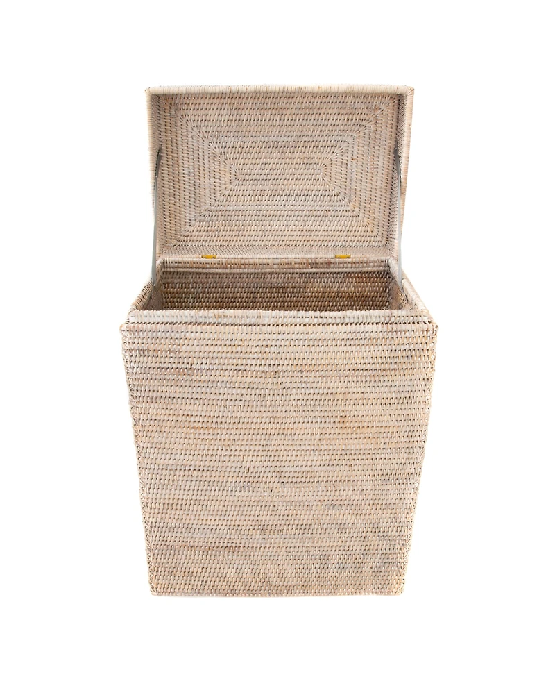 Artifacts Rattan Rectangular Hamper with Hinged Lid and Cloth Liner