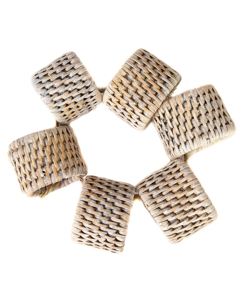 Artifacts Rattan 6-Piece Oval Napkin Ring Set