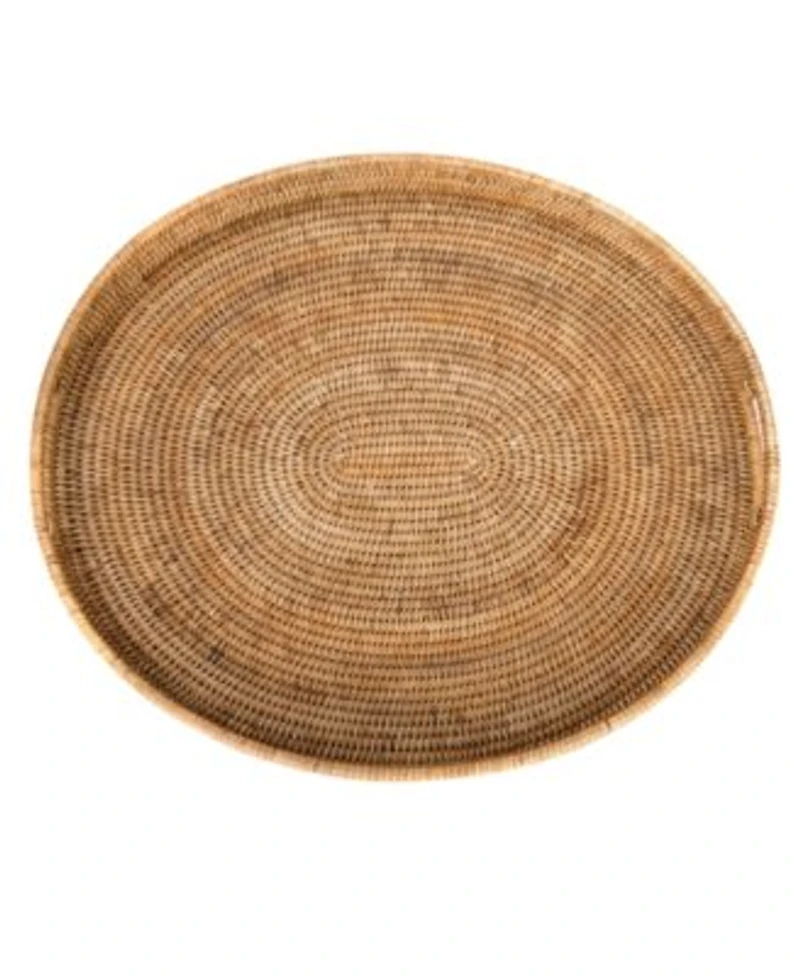 Artifacts Trading Company Rattan Oval Tray With Cutout Handles Collection