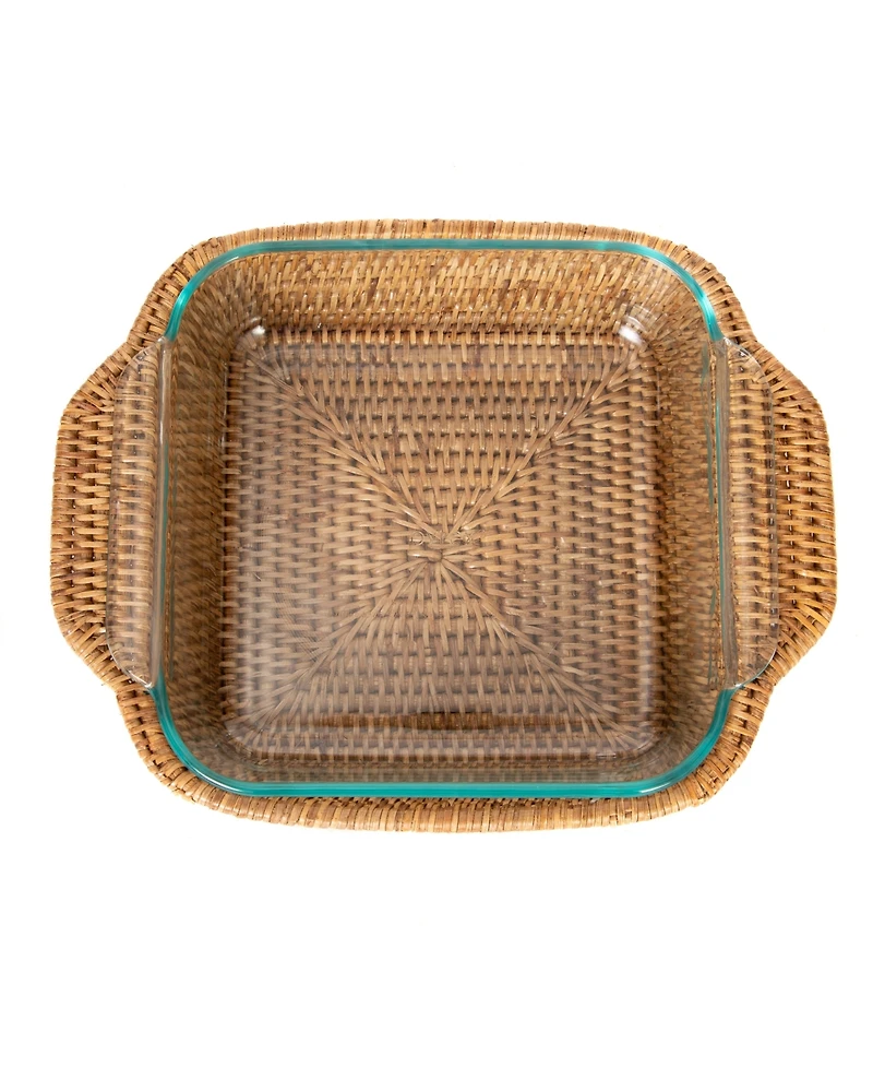 Artifacts Rattan Square Baker Basket with Pyrex