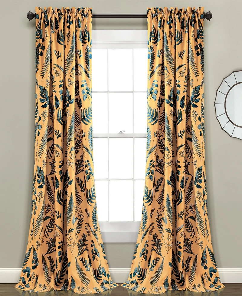 Devonia Botanical Print 52" x 84" Curtain Set