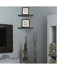 American Art Decor Rustic Wood Floating Corner Shelves