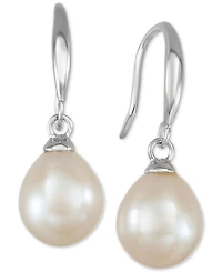Cultured Freshwater Pearl Necklace (7-7 1/2mm) and Drop Earrings (7x9mm) Set Sterling Silver
