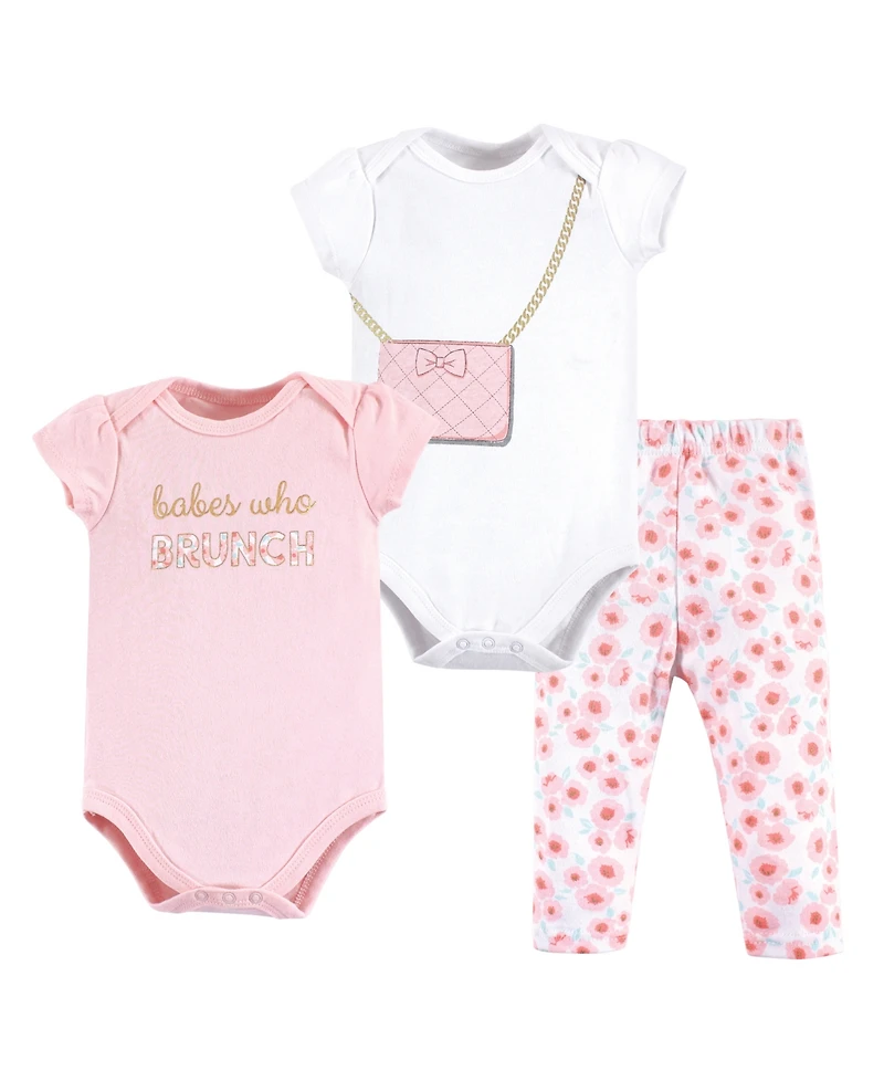Little Treasure Baby Girls Soft Cotton Two-Piece Outfit Bodysuit & Pants