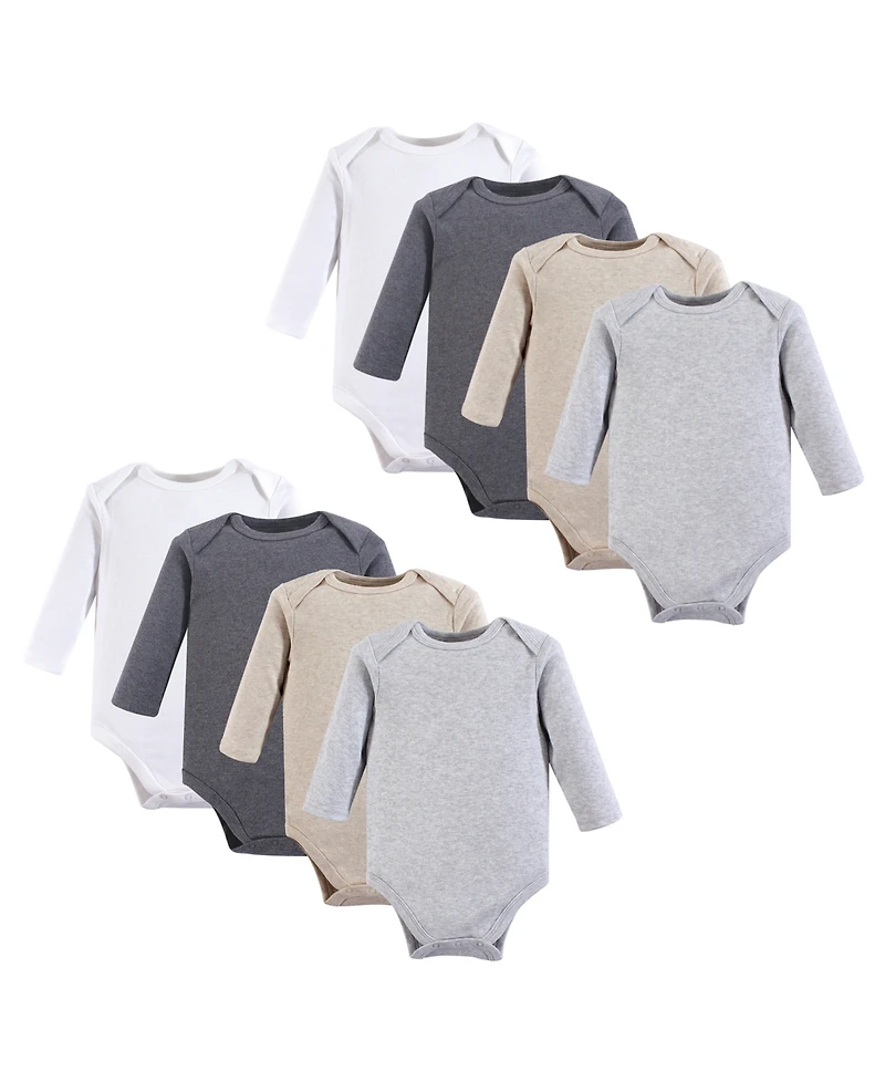 Hudson Baby Boys Unisex Cotton Long-Sleeve Bodysuits 8-Pack