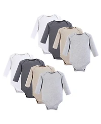 Hudson Baby Boys Unisex Cotton Long-Sleeve Bodysuits 8-Pack