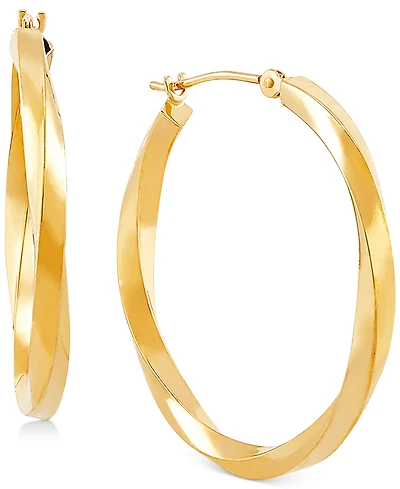 Medium Twist Round Hoop Earrings in 10k Gold, 30mm