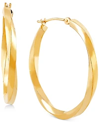 Medium Twist Round Hoop Earrings in 10k Gold, 30mm