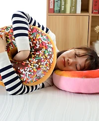 Cheer Collection Reversible Photoreal Donut Decorative Pillow, 16" Round