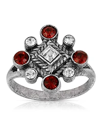 Pewter Crystal Diamond Shaped Ring