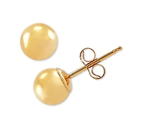 3-Pc. Set Cutured Freshwater Pearl (3-3/4mm), Cubic Zirconia & Polished Round Stud Earrings in 10k Gold