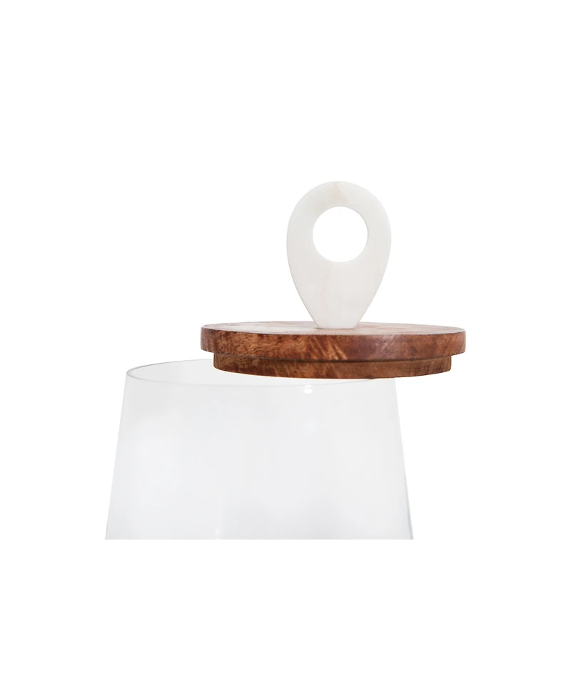 Bloomingville Small Clear Glass Jar with Mango Wood & Marble Lid