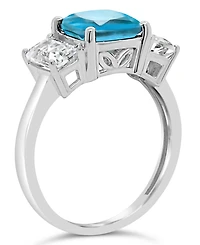Gemstone and White Topaz (1-3/8 ct. t.w) Ring Sterling Silver