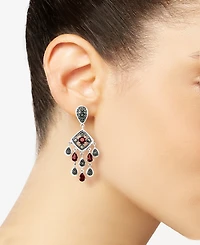 Marcasite and Garnet (3-3/4 ct. t.w.) Chandelier Post Earrings in Sterling Silver