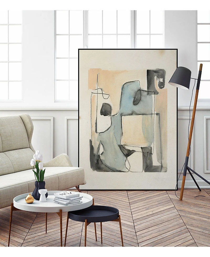 Giant Art 40" x 30" Subdued Abstract Ii Art Block Framed Canvas