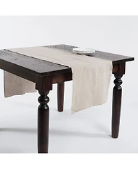 Saro Lifestyle Fringed Linen Design Stone Washed Runner